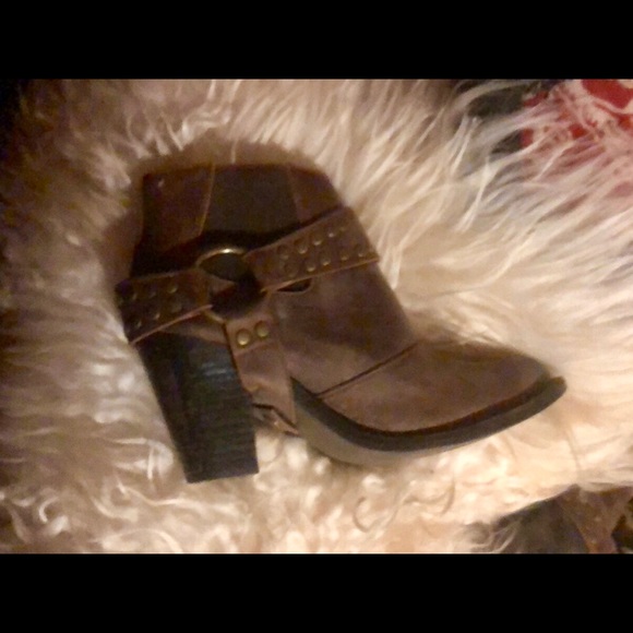 Jeffrey Campbell distressed biker brown bootie - Picture 3 of 5